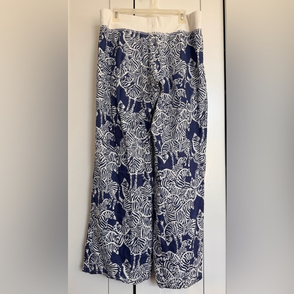 Lilly Pulitzer White and Navy Linen pants size L - Picture 5 of 9